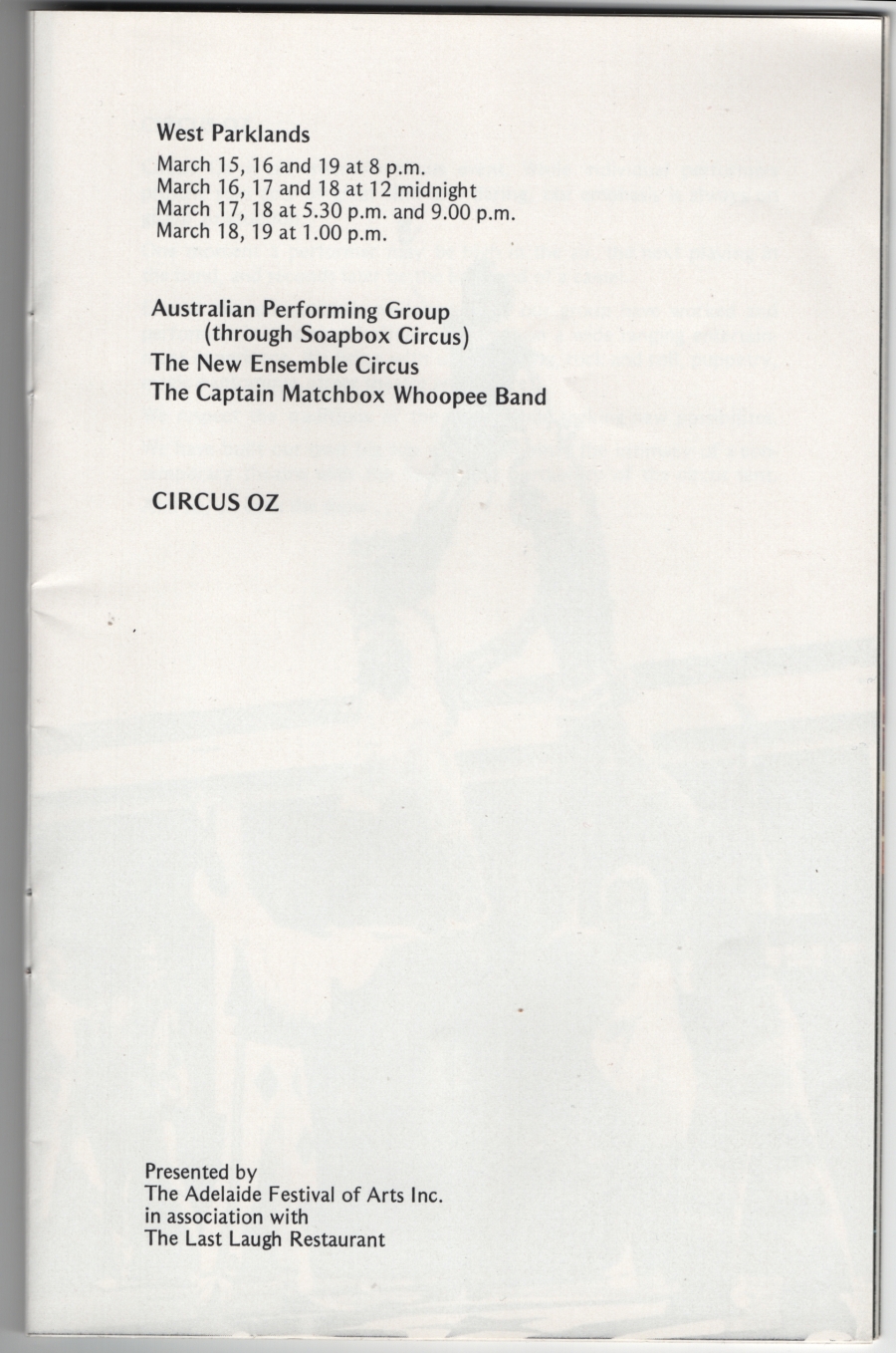 Circus Oz brochure Adelaide Festval 1978 scan 2