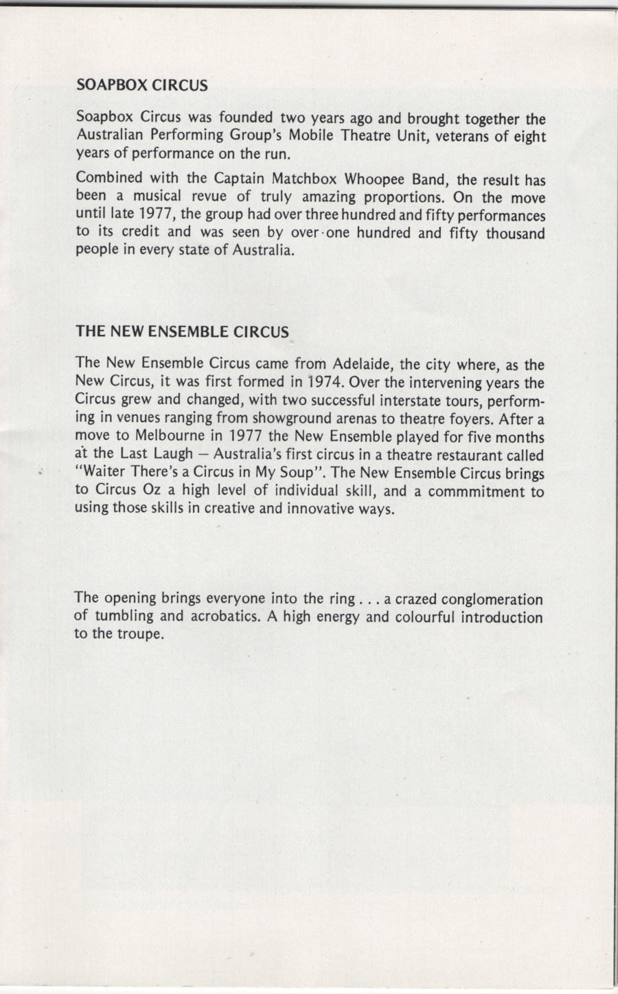 Circus Oz brochure Adelaide Festval 1978 scan 6